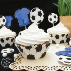 SCRAPCOOKING 24 Caissettes Cupcakes + 24 Cake Toppers Football* Décoration Gâteau