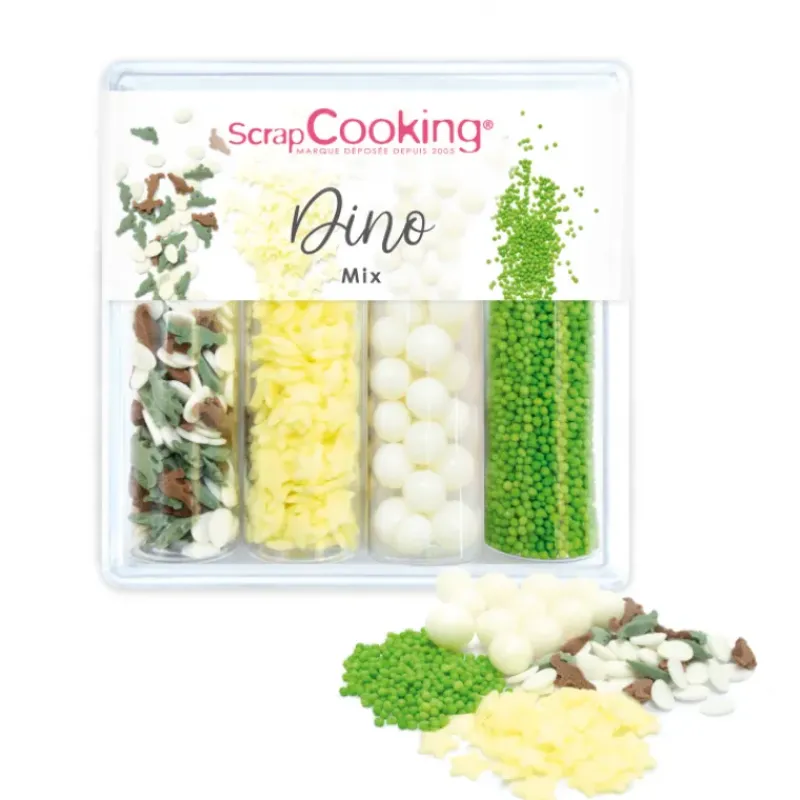 SCRAPCOOKING 4 Décors en Sucre Dino Mix 61 g* Décoration Comestible