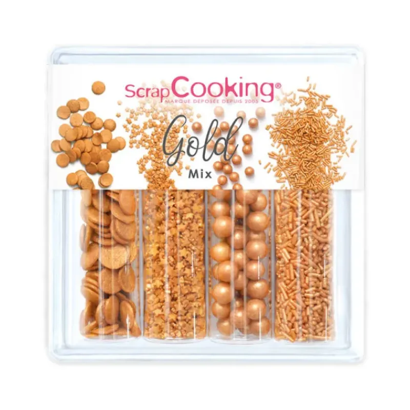SCRAPCOOKING 4 Décors en Sucre Gold Mix 62 g* Décoration Comestible