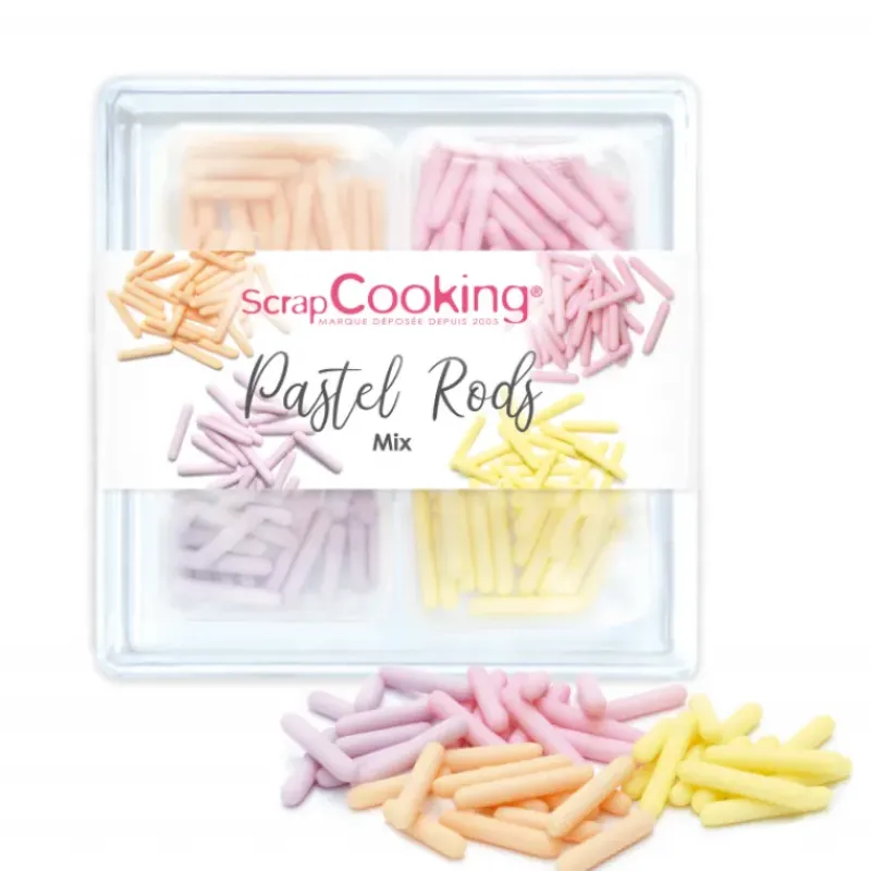 SCRAPCOOKING 4 Décors en Sucre Pastel Rods 60 g* Décoration Comestible