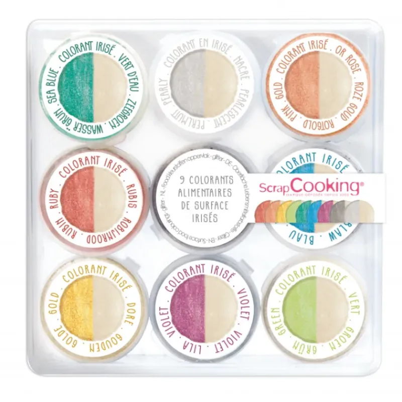 SCRAPCOOKING 9 Mini Colorants Irisés 9 x 1,5 g* Colorants Alimentaires