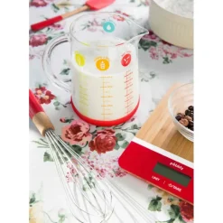 PEBBLY Balance de Cuisine Electronique Bambou Rectangle Rouge 23 x 16 cm* Balance De Cuisine