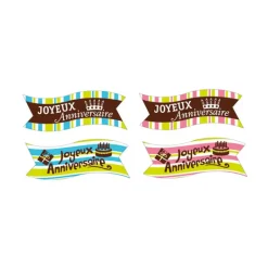 MATFER Bandes Azyme Joyeux Anniversaire 4 modèles assortis (x24)* Décoration Comestible