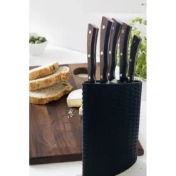 LEBRUN Bloc à Couteaux Tressé + 5 Couteaux* Rangement Couteaux|Couteau À Pain