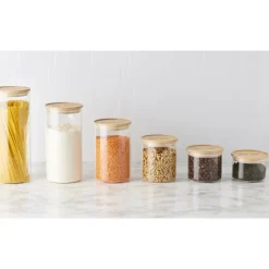 MASTRAD Bocal en Verre 1,3 L avec Couvercle Bambou Stor'eat* Conservation