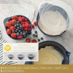 WILTON Bol Plastique avec Couvercle 0,95 L / 1,89 L / 2,84 L (x3)* Bassines De Cuisine