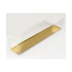 MALLARD FERRIERE Boîte 9 Macarons Transparente Fond Or 24 cm* Emballage Alimentaire