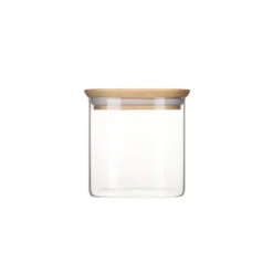 PEBBLY Boîte de Conservation en Verre et Bambou Carré 800 ml* Conservation