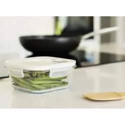 PEBBLY Boîte de Conservation en Verre Carré 800 ml* Plat De Cuisson|Conservation