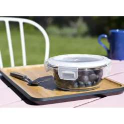 PEBBLY Boîte de Conservation en Verre Rond 400 ml* Plat De Cuisson|Conservation