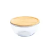 PEBBLY Boîte de Conservation en Verre et Bambou Rond 1,6 L* Plat De Cuisson|Conservation