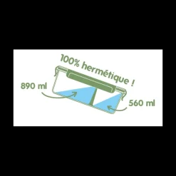 PEBBLY Boîte de Conservation en Verre avec Compartiments Rectangle 1450 ml* Plat De Cuisson|Conservation