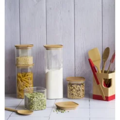 PEBBLY Boîte de Conservation en Verre et Bambou Carré 2,2 L* Conservation
