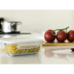 PEBBLY Boîte de Conservation en Verre Rectangle 650 ml* Plat De Cuisson|Conservation