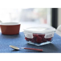 PEBBLY Boîte de Conservation en Verre Carré 320 ml* Plat De Cuisson|Conservation