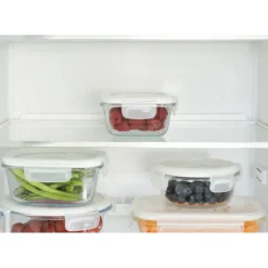 PEBBLY Boîte de Conservation en Verre Carré 320 ml* Plat De Cuisson|Conservation