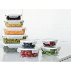 PEBBLY Boîte de Conservation en Verre Rond 950 ml* Plat De Cuisson|Conservation