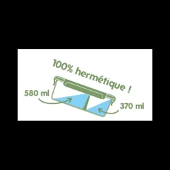 PEBBLY Boîte de Conservation en Verre avec Compartiments Rectangle 950 ml* Conservation