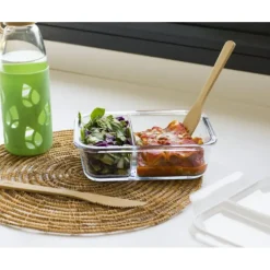 PEBBLY Boîte de Conservation en Verre avec Compartiments Rectangle 950 ml* Conservation