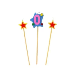 GATODECO Bougie Chiffre 0 avec 2 bougies étoiles Gatodéco* Décoration Gâteau