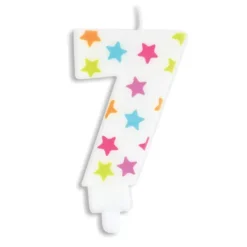 SCRAPCOOKING Bougie Chiffre 7 Blanche à Etoiles Multicolores* Décoration Gâteau