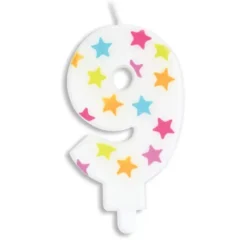 SCRAPCOOKING Bougie Chiffre 9 Blanche à Etoiles Multicolores* Décoration Gâteau
