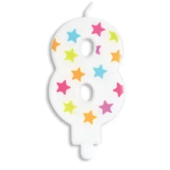 SCRAPCOOKING Bougie Chiffre 8 Blanche à Etoiles Multicolores* Décoration Gâteau