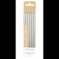 SCRAPCOOKING Bougies Longues Argentées 12 cm (x12)* Décoration Gâteau