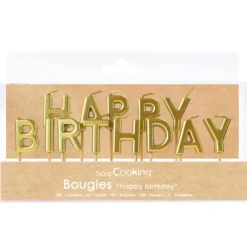 SCRAPCOOKING Bougies "Happy Birthday" Dorées* Décoration Gâteau