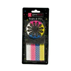 GATODECO Bougies Torsadées Fines Assorties (x12) Gatodéco* Décoration Gâteau