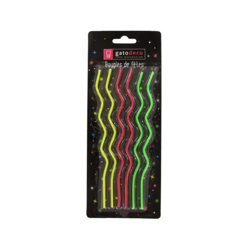 GATODECO Bougies Zig-Zag Multicolores (x6) Gatodéco* Décoration Gâteau