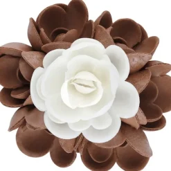 FLORENSUC Bouquet Fleur Azyme 10 cm Blanc et Marron 5 cm (x6)* Décoration Comestible