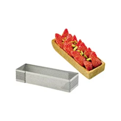 MALLARD FERRIERE Cadre à Tarte Rectangle Inox Perforé 30x11 cm H.2 cm* Cercle À Patisserie