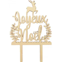 SCRAPCOOKING Cake Topper Bois Joyeux Noël 13cm* Décoration Gâteau