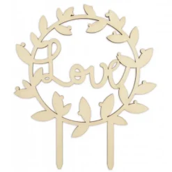 SCRAPCOOKING Cake Topper Bois Love 12,5 cm* Décoration Gâteau