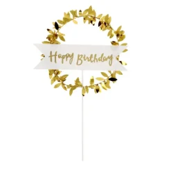 PATISDECOR Cake Topper Happy Birthday Couronne Dorée Patisdécor* Décoration Gâteau