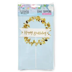 PATISDECOR Cake Topper Happy Birthday Couronne Dorée Patisdécor* Décoration Gâteau