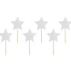 PARTYDECO Cake Toppers Étoiles Argent (x6)* Décoration Gâteau