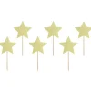 PARTYDECO Cake Toppers Étoiles Or (x6)* Décoration Gâteau