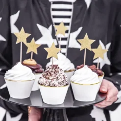 PARTYDECO Cake Toppers Étoiles Or (x6)* Décoration Gâteau