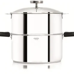 CRISTEL Casserole et Cuit Vapeur Inox Ø 20 cm Anses Mutine Noir Biome* Cuiseur Vapeur|Casseroles