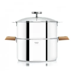 CRISTEL Casserole et Cuit Vapeur Inox Ø 20 cm Anses Hêtre Biome* Cuiseur Vapeur|Casseroles
