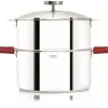 CRISTEL Casserole et Cuit Vapeur Inox Ø 24 cm Anses Mutine Framboise Biome* Cuiseur Vapeur|Casseroles