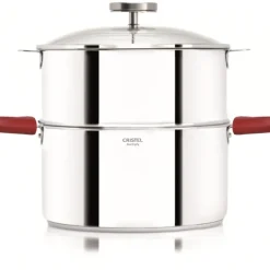 CRISTEL Casserole et Cuit Vapeur Inox Ø 24 cm Anses Mutine Framboise Biome* Cuiseur Vapeur|Casseroles