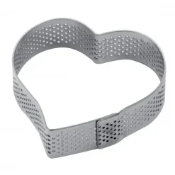 PAVONI Cercle à Tarte Coeur Inox Micro-perforé 7,5 x 7 cm x H 2 cm* Cercle À Patisserie
