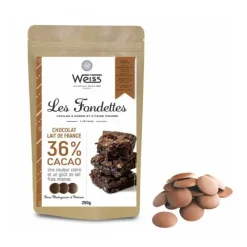 WEISS Chocolat au Lait 36% Fondettes 250g* Chocolat De Couverture