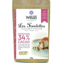 WEISS Chocolat Blanc 34% Fondettes 250g* Chocolat De Couverture