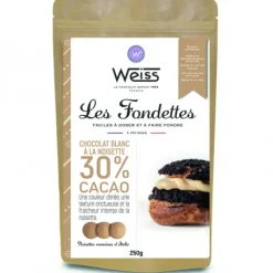 WEISS Chocolat Blanc Noisette 30% Fondettes 250g* Chocolat De Couverture