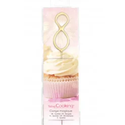 SCRAPCOOKING Cierge Magique Or 17,5 cm Chiffre 8* Décoration Gâteau