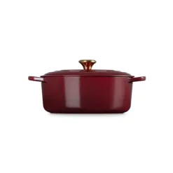 LE CREUSET Cocotte en Fonte Ovale 29 cm Garnet Bouton Doré Signature* Cocotte En Fonte
